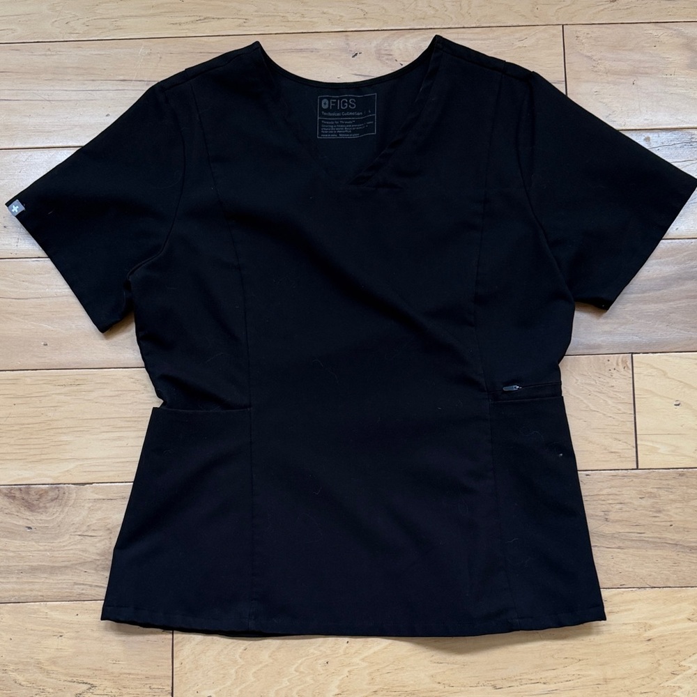 Figs Black Short Sleeve Women's Scrub Top